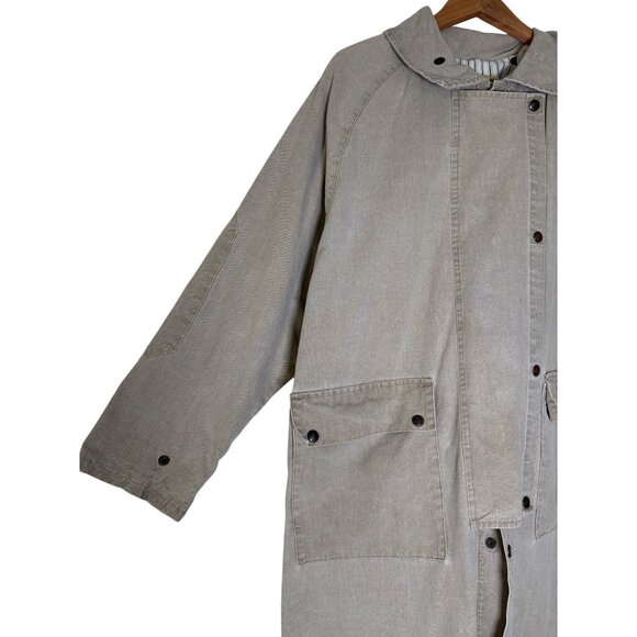The Australian Outback Collection Duster Long Coat Khaki Washed Snap Size Medium - Picture 7 of 16